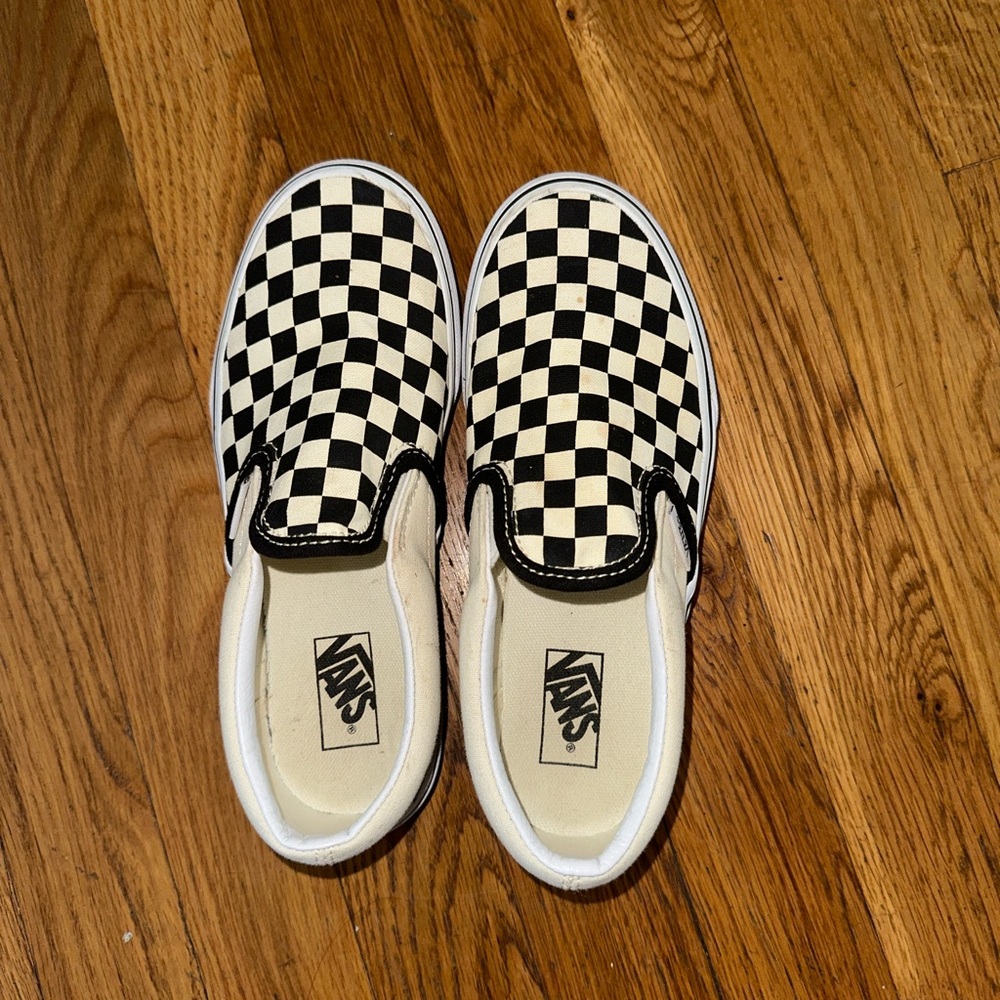 Vans Black and White Checkerboard Slip-On Sneakers